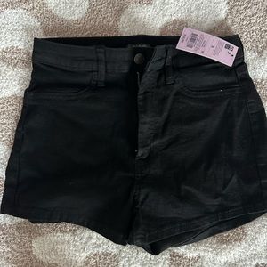Black Jean Denim shorts/ highest rise shirts